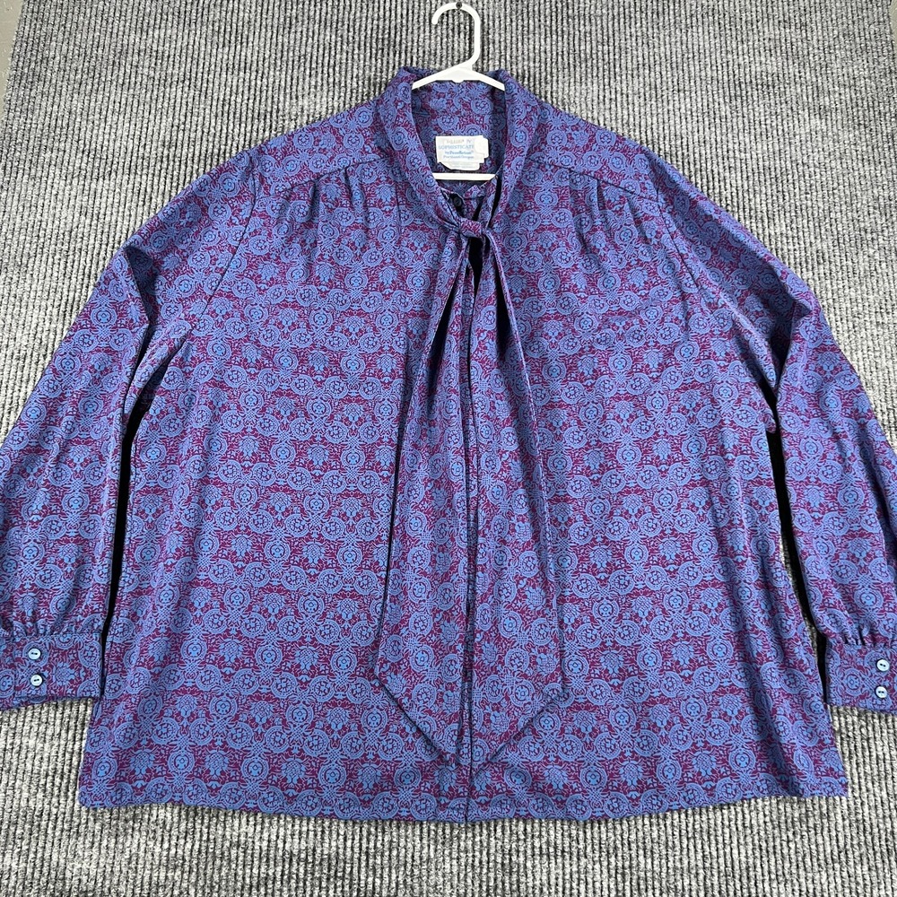 Vintage Sophisticates by Pendleton Blouse Womens‎ Blue Purple Geometric USA Made